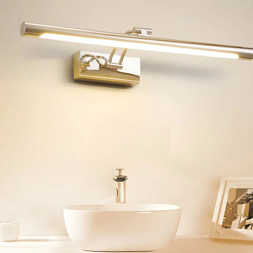 Applique murale LED étanche, design moderne en aluminium, fixée au mur de la salle de bain.