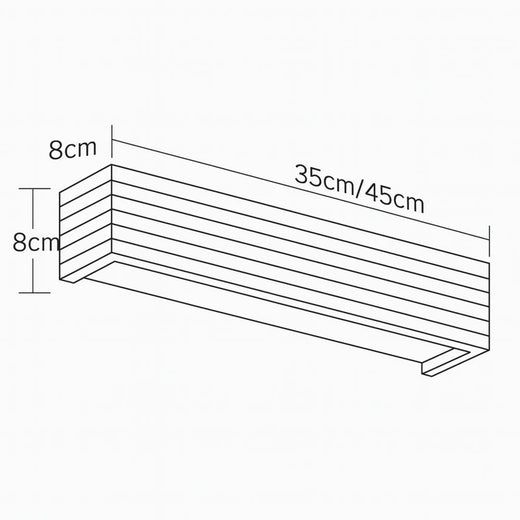 Dessin en noir et blanc de l'applique LED Maison Applique avec indication des dimensions.