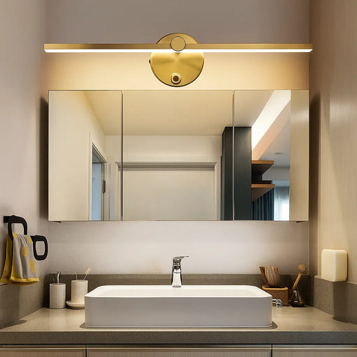 Applique LED murale salle de bain en aluminium noir, design épuré et contemporain.