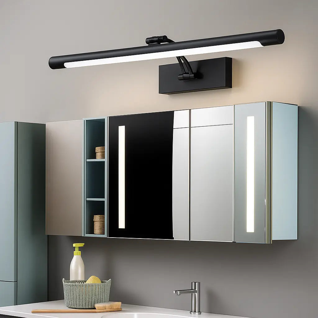 Applique murale LED étanche moderne en aluminium, design épuré pour salle de bain.