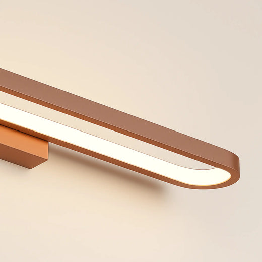 Applique murale rectangulaire en bois moderne avec lumière LED chaude intégrée, ambiance élégante.