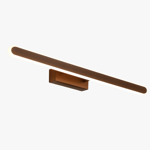 Applique murale bois moderne, barre fine horizontale à extrémités arrondies, LED intégrée.