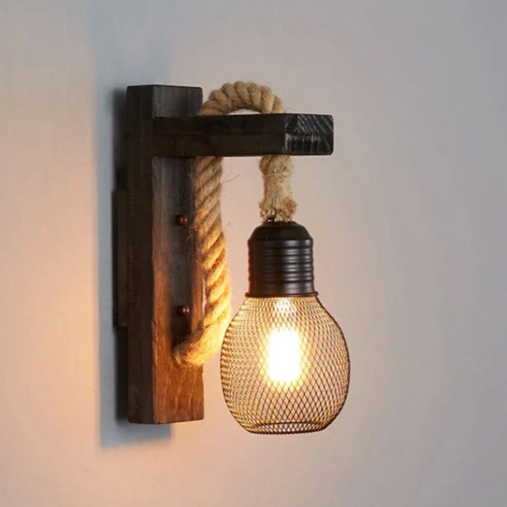 Applique murale carrée en bois avec LED intégrée, design moderne et chaleureux.