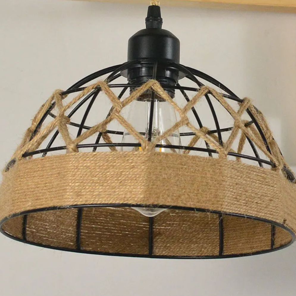 Applique murale en bois et osier tressé, style rustique, fait main, intérieur/extérieur.