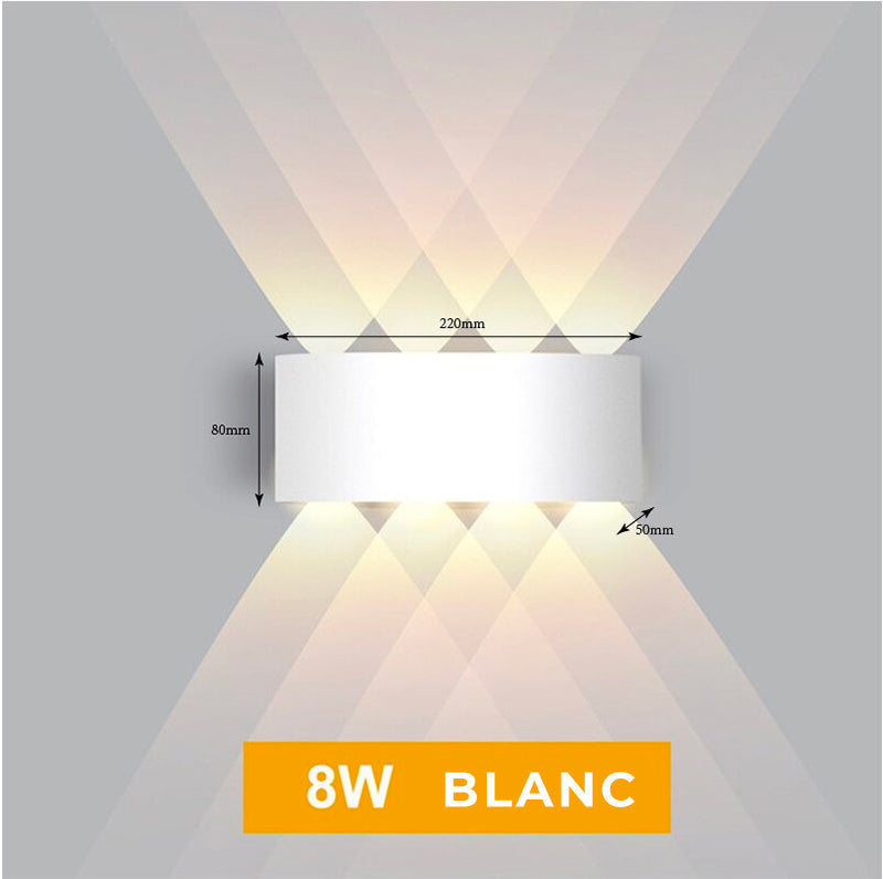 Applique murale noire et blanche diffuse lumière LED blanche symétrique, diamant, 8W.